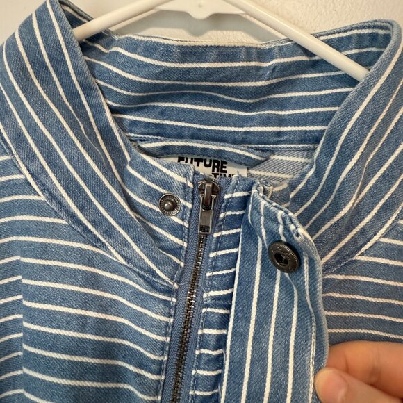 Blue & White Striped Drawstring Jacket 2X Future Collective - Picture 3 of 8